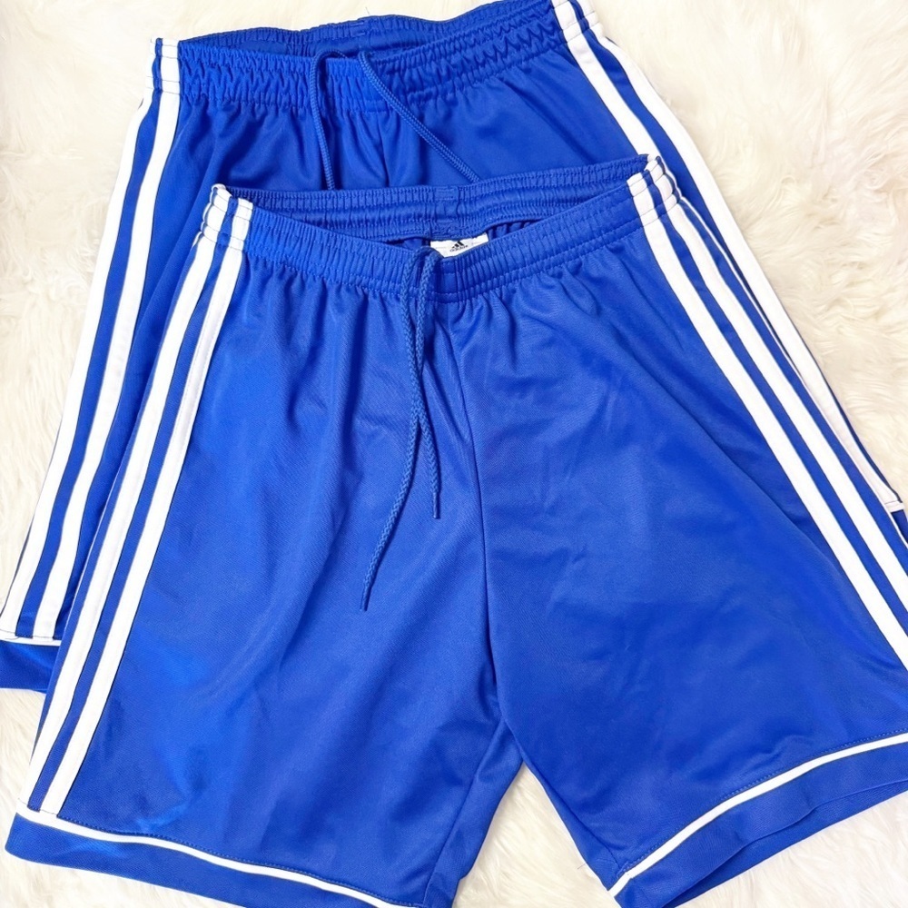 Adidas Blue 3-Stripe Athletic Shorts XS – One NWT, One NWOT, 7” Inseam